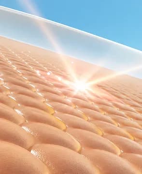 Illustration of light refracting across the skin's surface layer